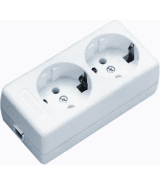 230V stekkerblok 2-voudig, wit zonder kabel