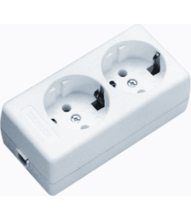 230V stekkerblok 2-voudig, wit zonder kabel