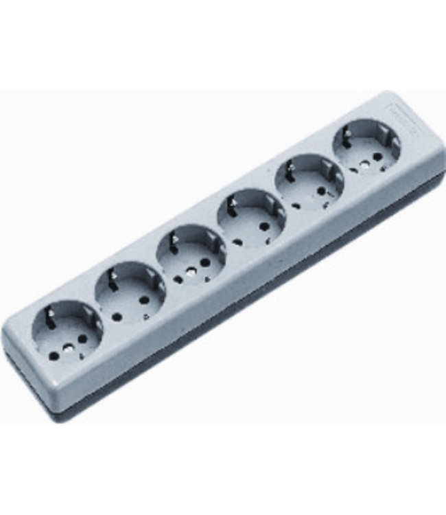 230V power strip 6-way, white without cable