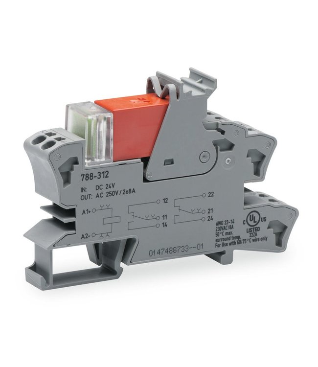 Wago switching relay incl foot and led 24vdc