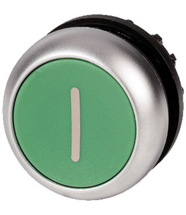 Push button M22 green, inscription "I"