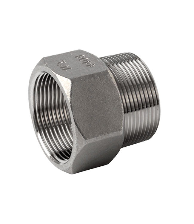 Stainless steel adapter 1/4" BSP outside x 1/4" NPT inside