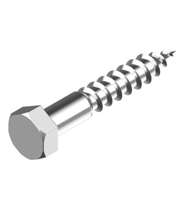 RVS wood threaded bolt  10 x 80