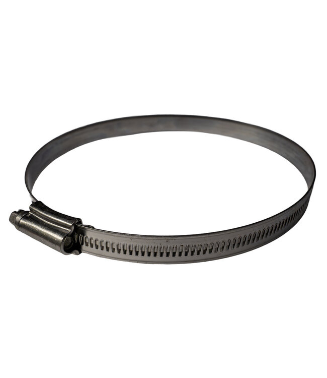 Stainless steel hose clamp 106-138mm for cap between IR track bearings