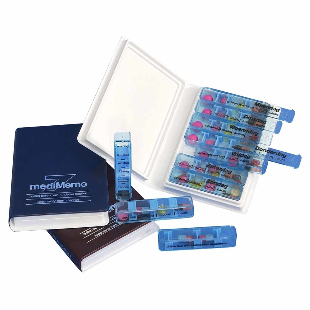 Medicijnagenda 7 dagen | MediMemo | 4 vakjes | Uitneembare doosjes | Blauw | AL710135 afbeelding