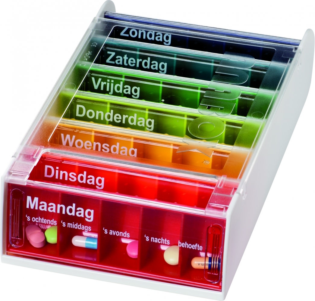7 dagen pillendoos | Anabox | Medicijndoosje | 5-vakjes per dag | Afmetingen: 185 x 11,8 x 4,8 cm afbeelding