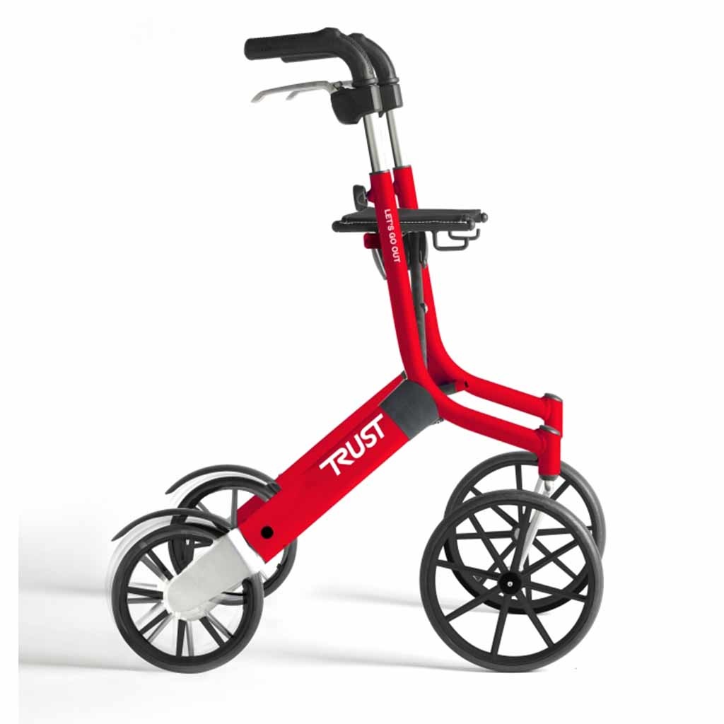 Lichtgewicht rollator Let&apos;s Go Out (6,2 kg) | TrustCare | Rood | Grote wielen | Design | Weggewerkte remkabels | TCOUTRE0130 afbeelding