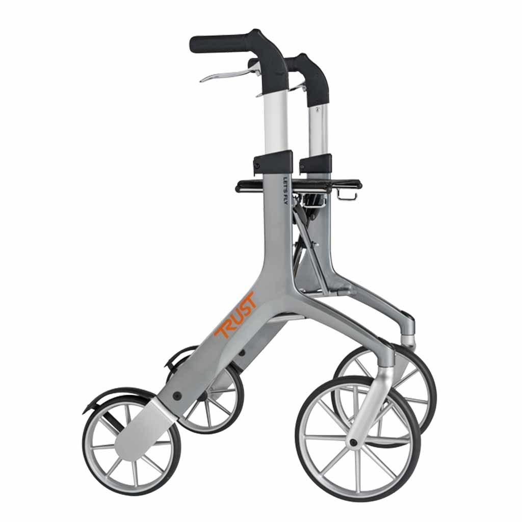 Lichtgewicht rollator Let&apos;s Fly (6,9 kg) | TrustCare | Grote wielen en weggewerkte remkabels | Grijs | Design | TCLFLYGR0270 afbeelding