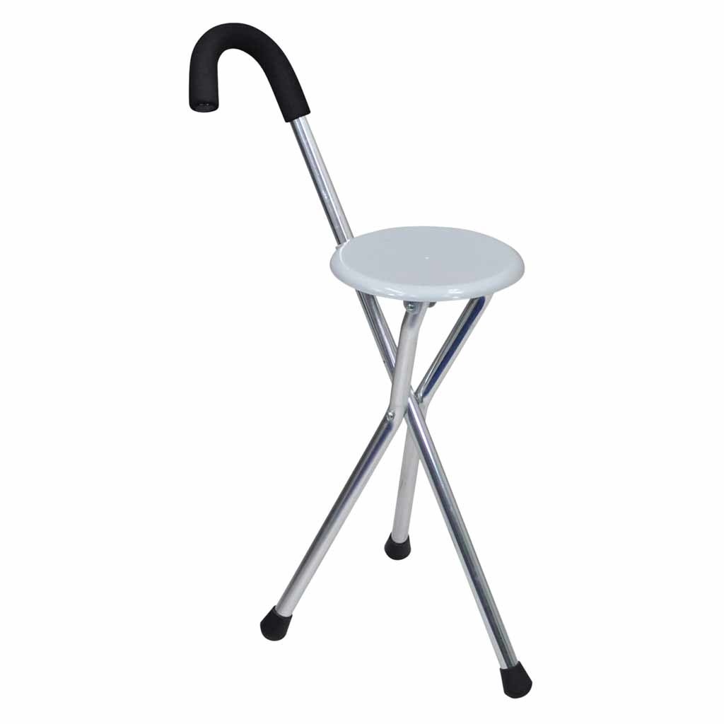 Wandelstok met uitklapbaar zitje | aluminium | Chroom / Zilvergrijs | VP159A afbeelding