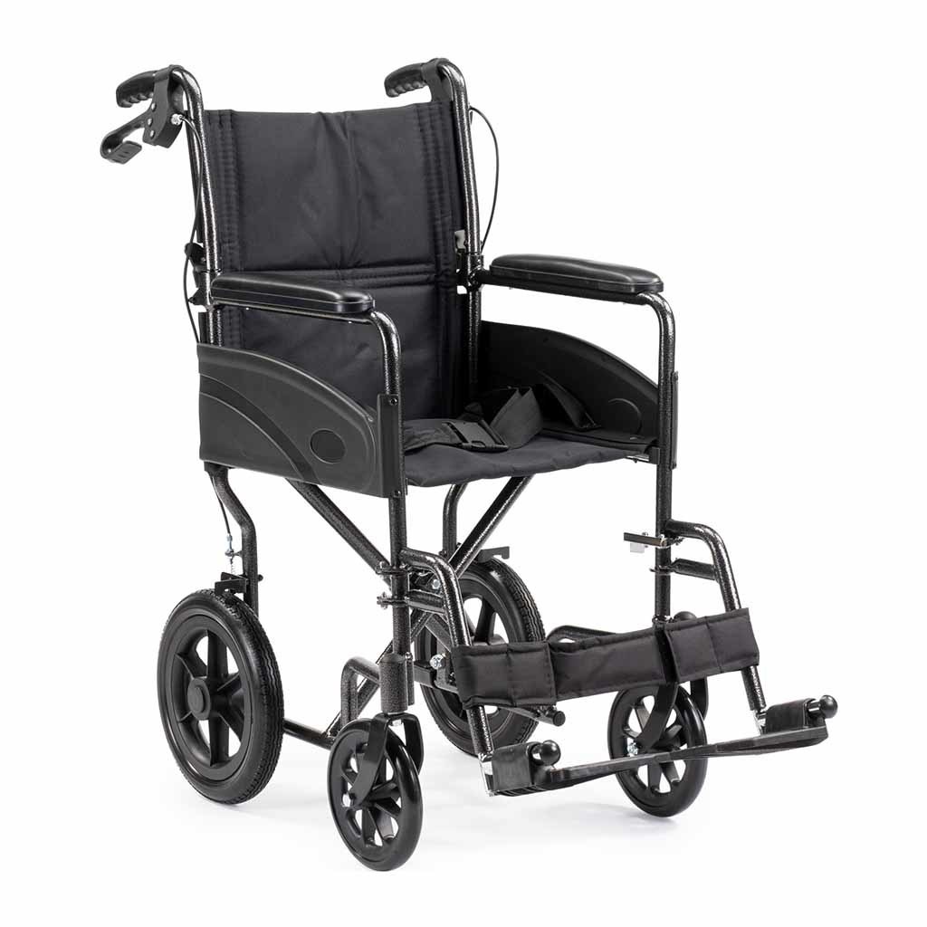 Lichtgewicht transportstoel Compact Lite (12 kg) | MultiMotion | Zitbreedte 45 cm | Zwart | Opvouwbare rolstoel | Transportrolstoel | 10030012 afbeelding