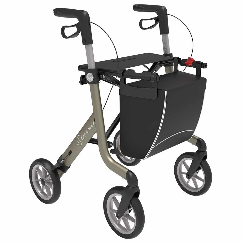 Rollator Streamer (6,2 kg) | Rehasense | Lichtgewicht | Zachte banden | Gesloten tas | Champagne | Large | LRCG60NUP afbeelding