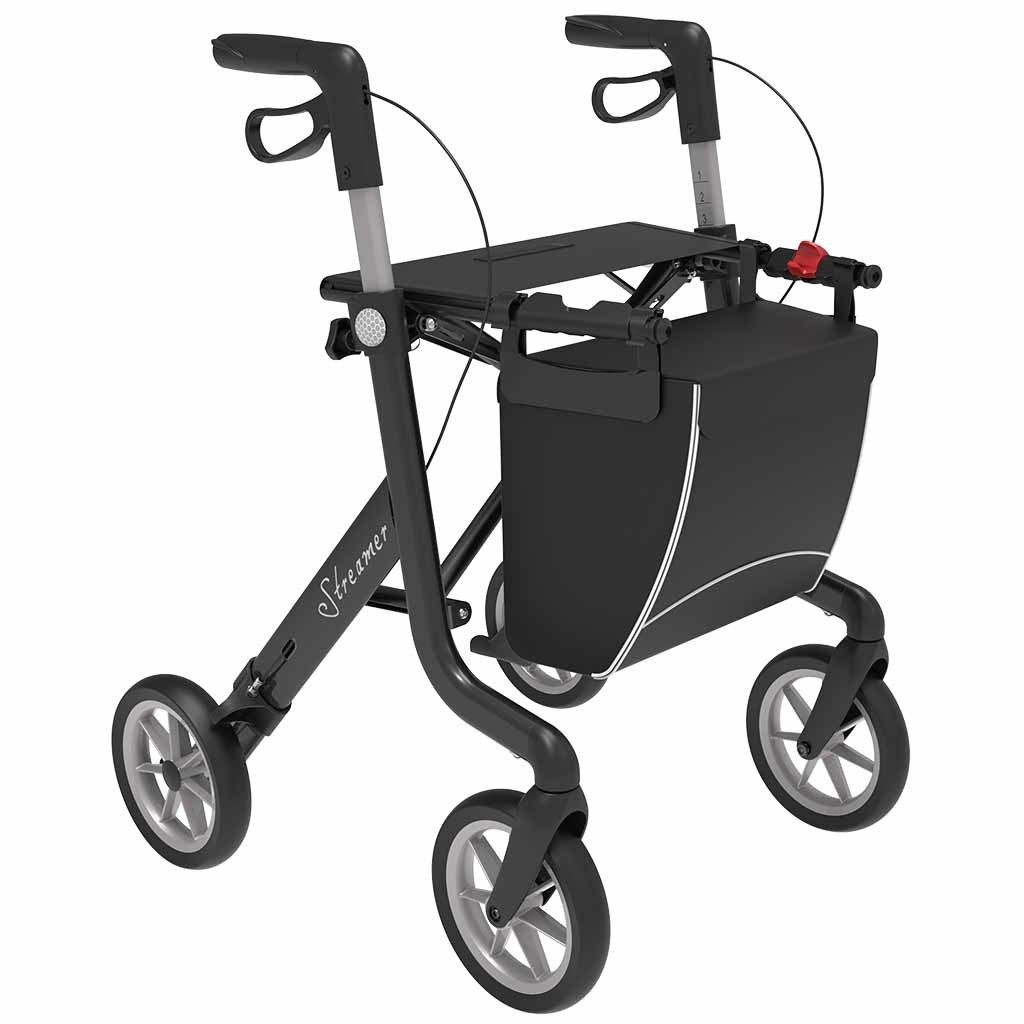 Rollator Streamer (6,2 kg) | Rehasense | Lichtgewicht | Zachte banden | Gesloten tas | Zwart | Large | LRBKL60NUP afbeelding