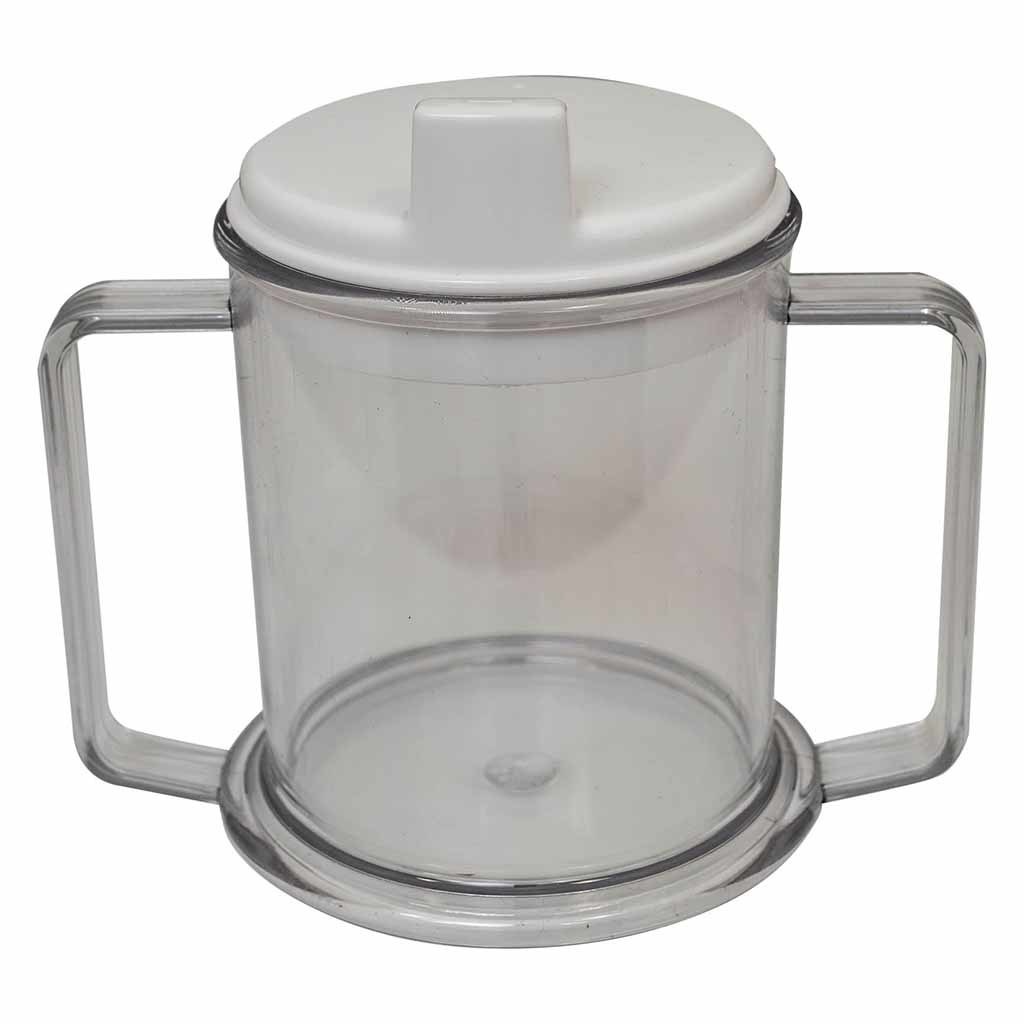 Drinkbeker met tuit en 2 handvatten | Tuitbeker | Transparant | Afmetingen: 120x140x90 mm afbeelding