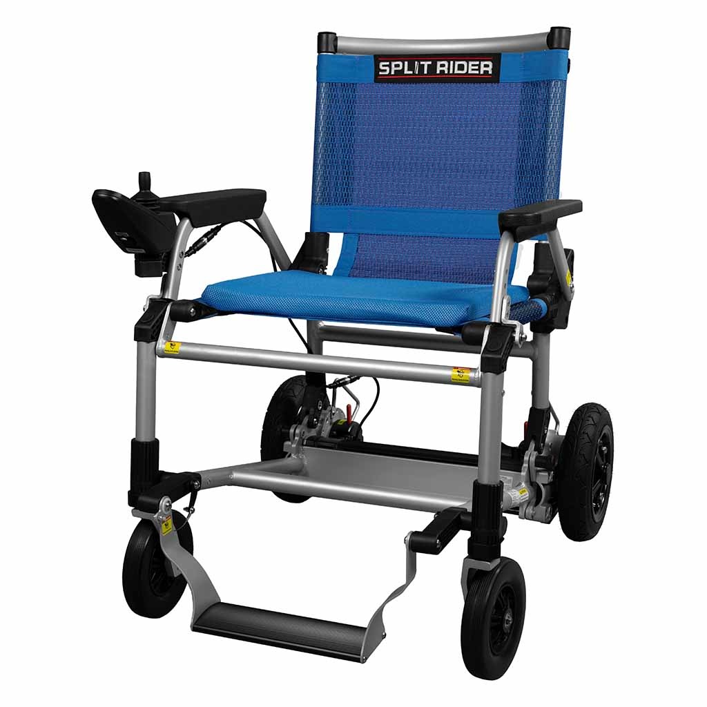 SplitRider Elektrische opvouwbare rolstoel (12 kg) | Rolstoel met joystick | Blauw | Geschikt voor het vliegtuig | e-AS0002 | e-Ability afbeelding