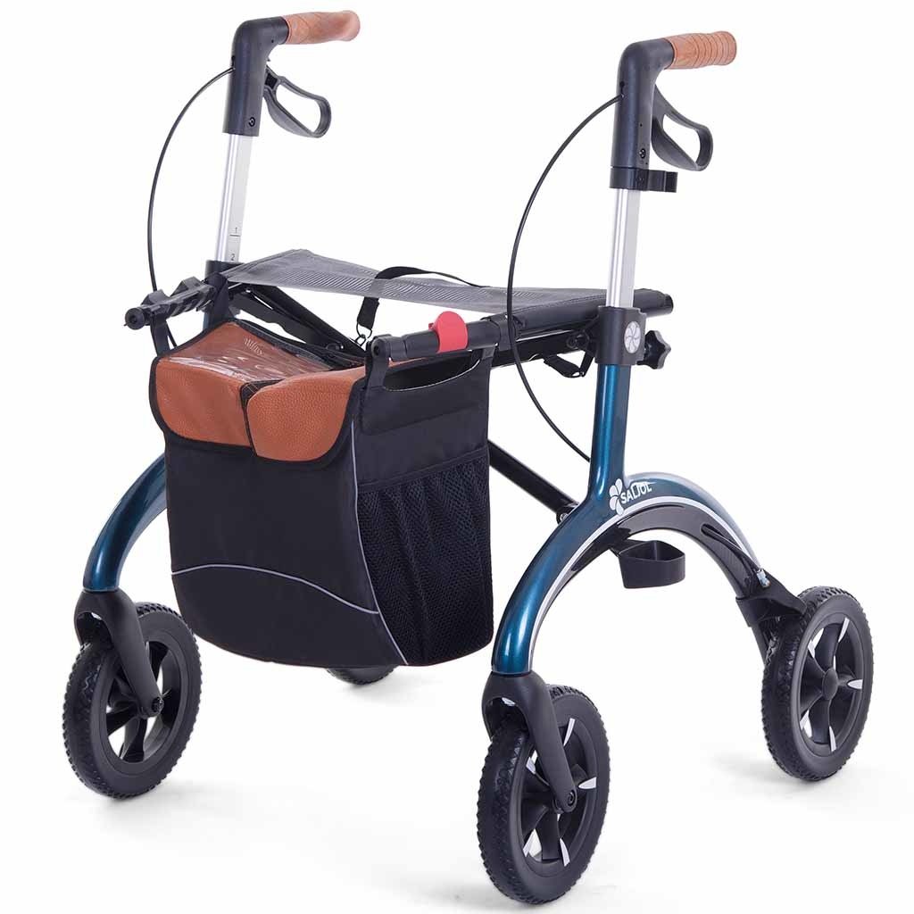 SALJOL Carbon rollator (5 kg) | Midnight blue | Zachte banden | Lichtgewicht | Gesloten tas | 4058789009048 afbeelding