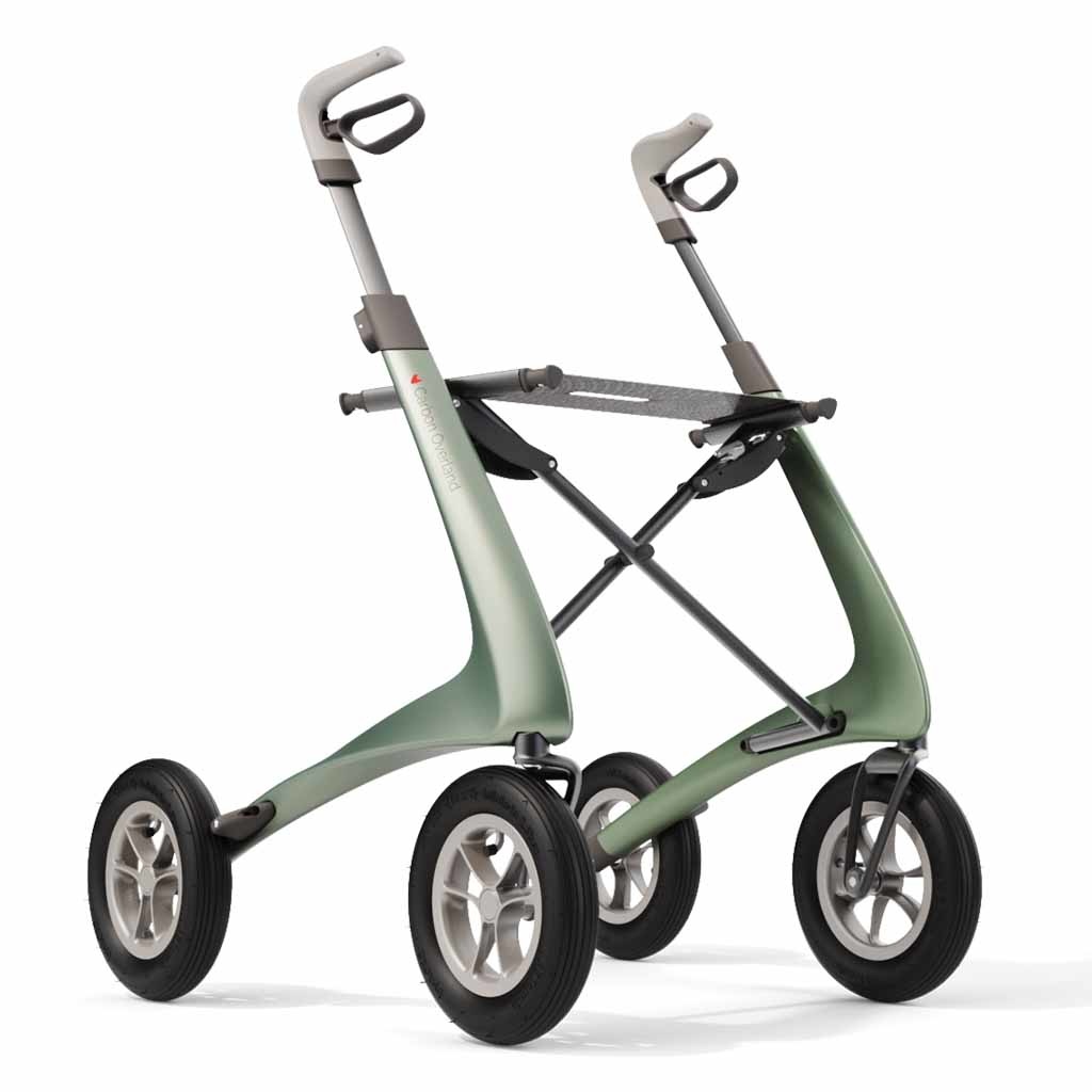 Carbon rollator Overland (6,7 kg) | by Acre | Lichtgewicht | Luchtbanden | Green metallic | CAROVERG | byAcre afbeelding