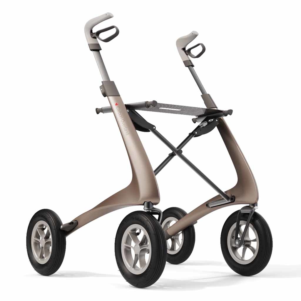 Carbon rollator Overland (6,7 kg) | by Acre | Lichtgewicht | Luchtbanden | Brown metallic | CAROVERB | byAcre afbeelding