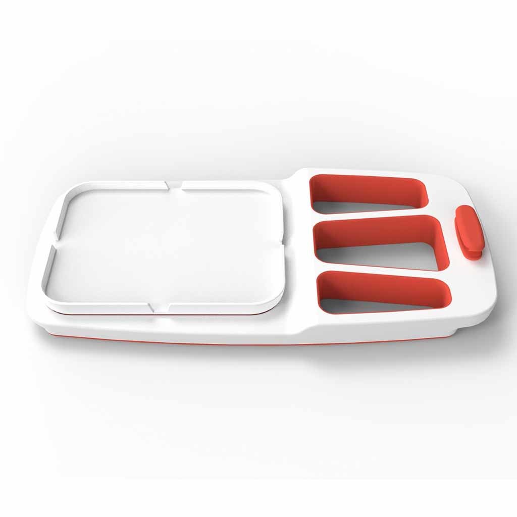 Multifunctioneel bord | Theomatik | 36,5 x 18,8 x 3 cm | Éénhandig gebruik | Wit / Rood | BO1000 afbeelding