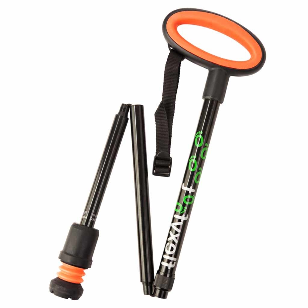 Wandelstok met ovalen handvat - opvouwbaar | Hoogte handvat: 83,7 - 93,7 cm | Flexifoot | Schokabsorberend | Zwart | PR30046-BK afbeelding
