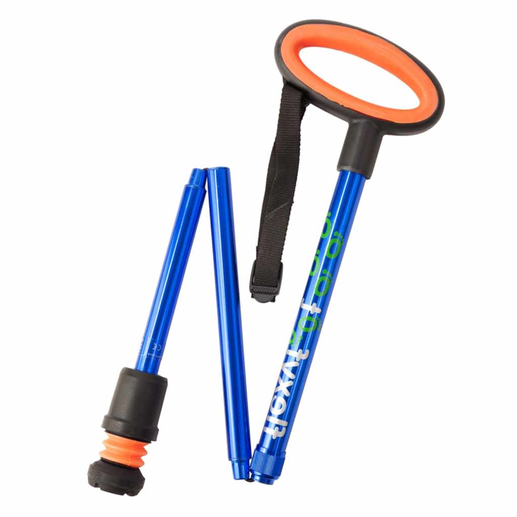 Wandelstok met ovalen handvat - opvouwbaar | Hoogte handvat: 83,7 - 93,7 cm | Flexifoot | Schokabsorberend | Blauw | PR30046-BL afbeelding