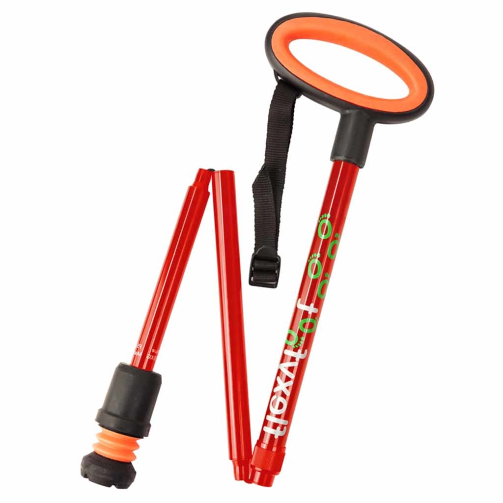 Wandelstok met ovalen handvat - opvouwbaar | Hoogte handvat: 83,7 - 93,7 cm | Flexifoot | Schokabsorberend | Rood | PR30046-RD afbeelding