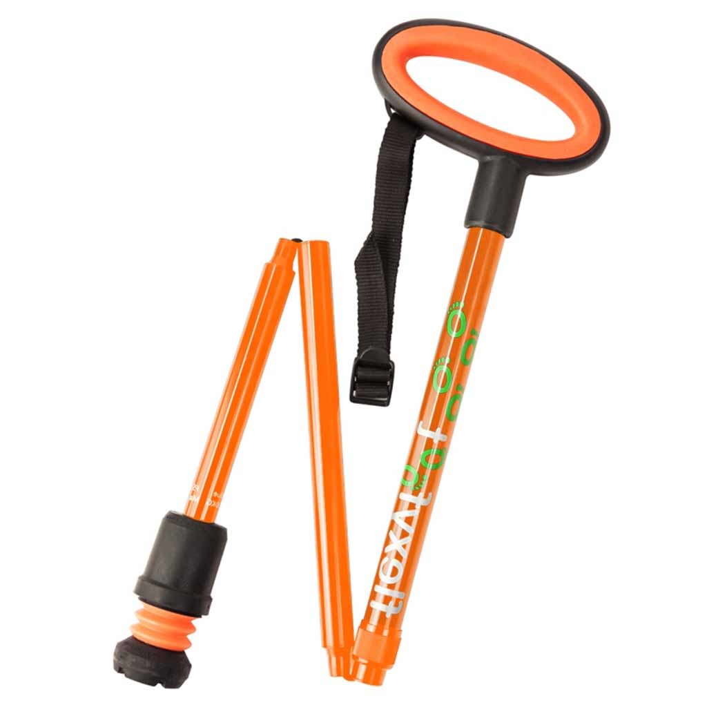 Wandelstok met ovalen handvat - opvouwbaar | Hoogte handvat: 83,7 - 93,7 cm | Flexifoot | Schokabsorberend | Oranje | PR30046-OR afbeelding