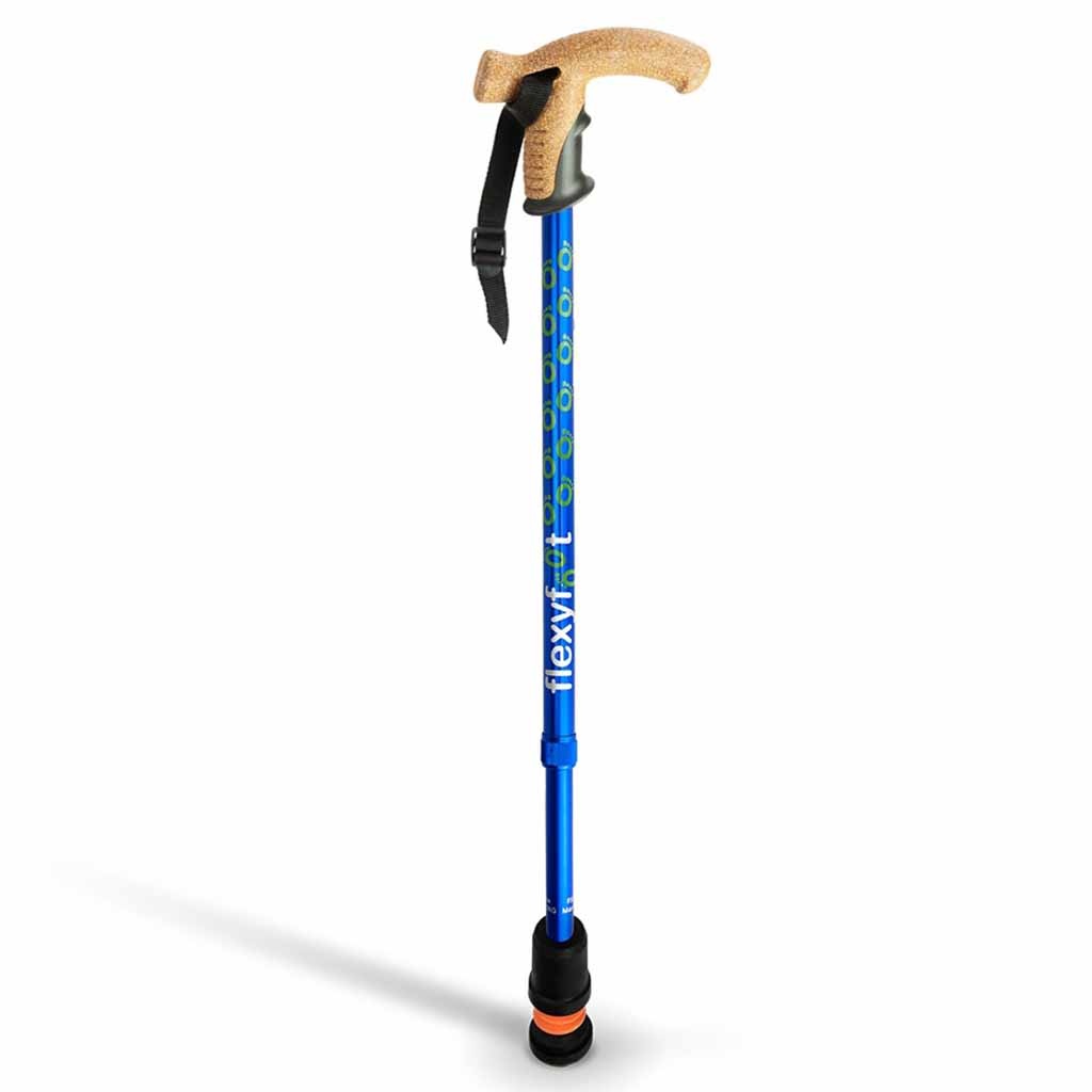Wandelstok met kurken handvat | Flexifoot | Schokabsorberend | Blauw | PR30049-BL afbeelding