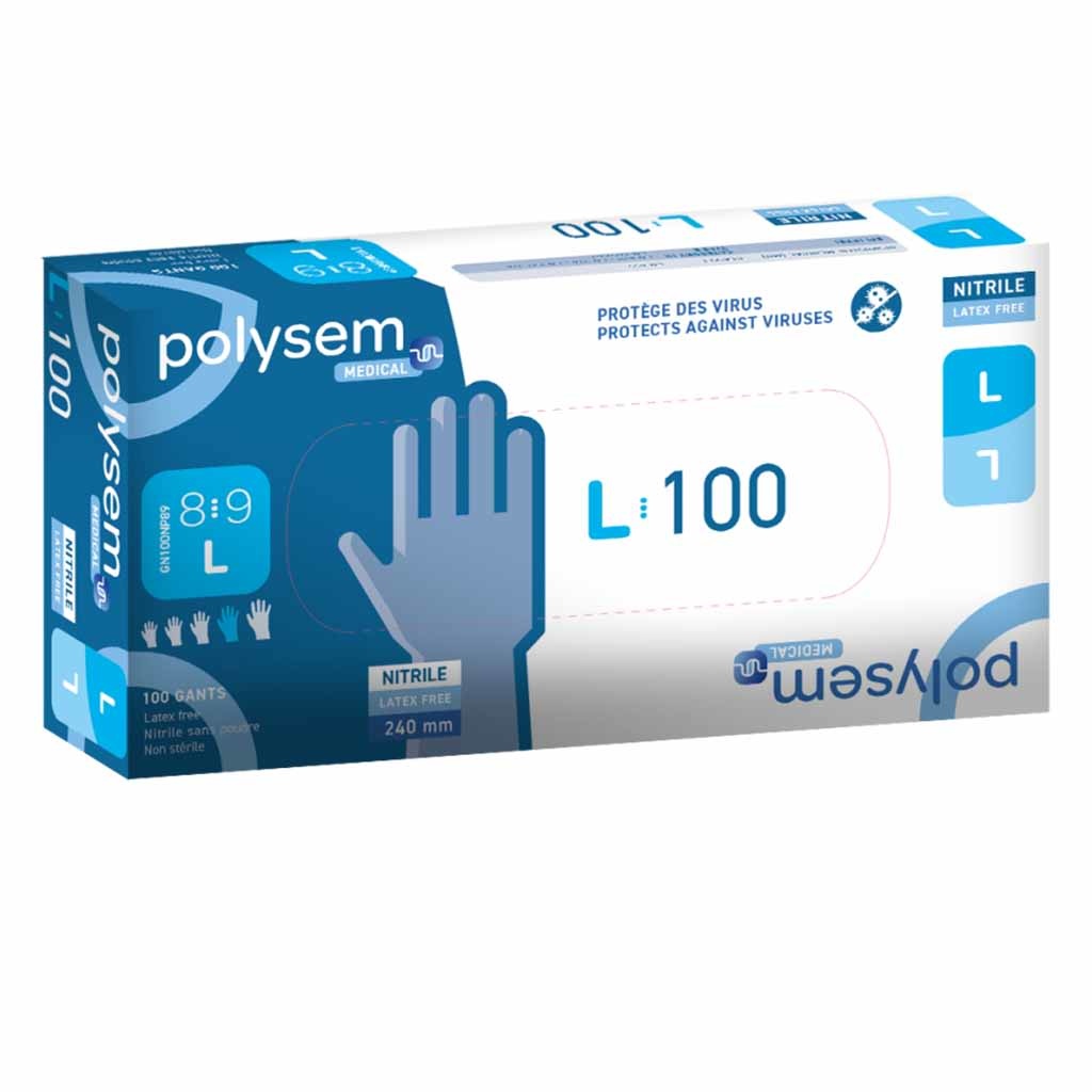 Nitril onderzoekshandschoenen | Polysem | L | Bescherming tegen ziektekiemen en virussen | Latexvrij | DH6000-L afbeelding