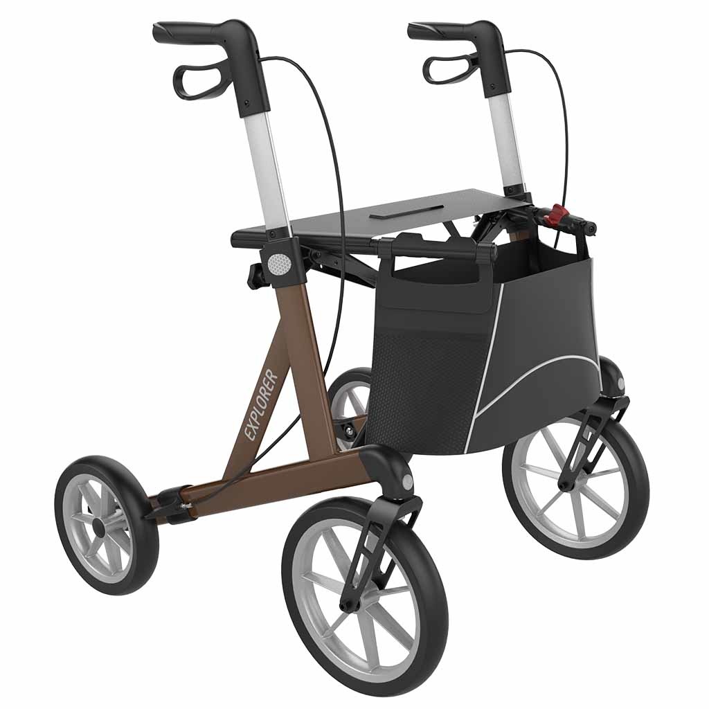 Rollator Explorer Outdoor (9,2 kg) | Rehasense | Buiten rollator | Grote wielen met zachte banden | Large | Maximaal 200 kg | Bruin | ERBOL600 afbeelding