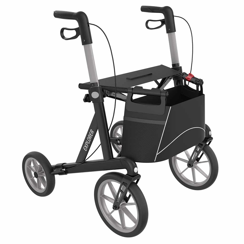 Rollator Explorer Outdoor (9,2 kg) | Rehasense | Buiten rollator | Grote wielen met zachte banden | Large | Maximaal 200 kg | Zwart | ERBKL600 afbeelding
