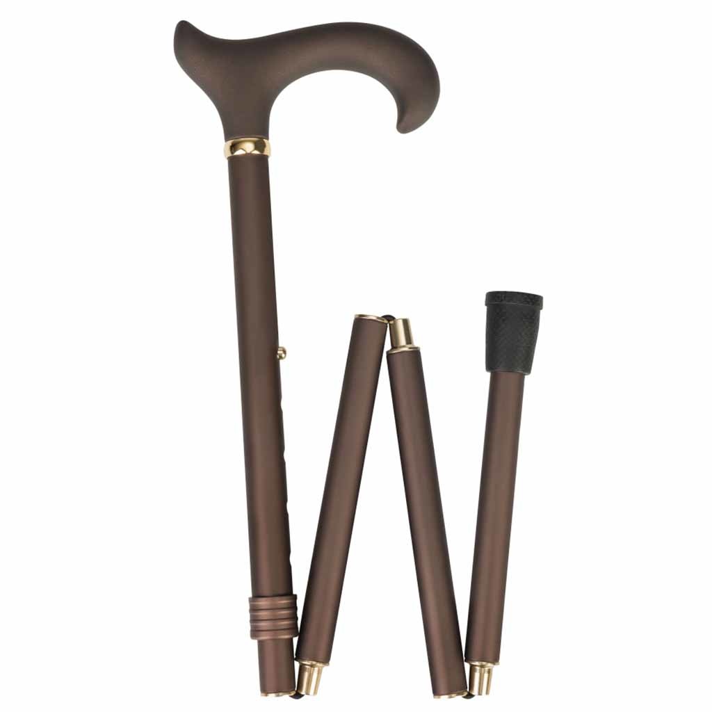 Luxe opvouwbare wandelstok - met soft Derby handvat | Kies uw kleur : Brons afbeelding