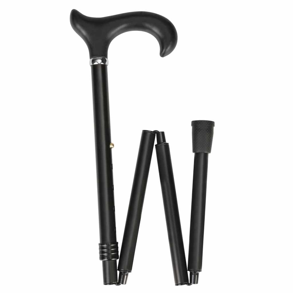 Luxe opvouwbare wandelstok | Met soft Derby handvat | Lengte: 83 - 95 cm | Zwart | Geschikt voor zowel links als rechts | OS17610-Z afbeelding
