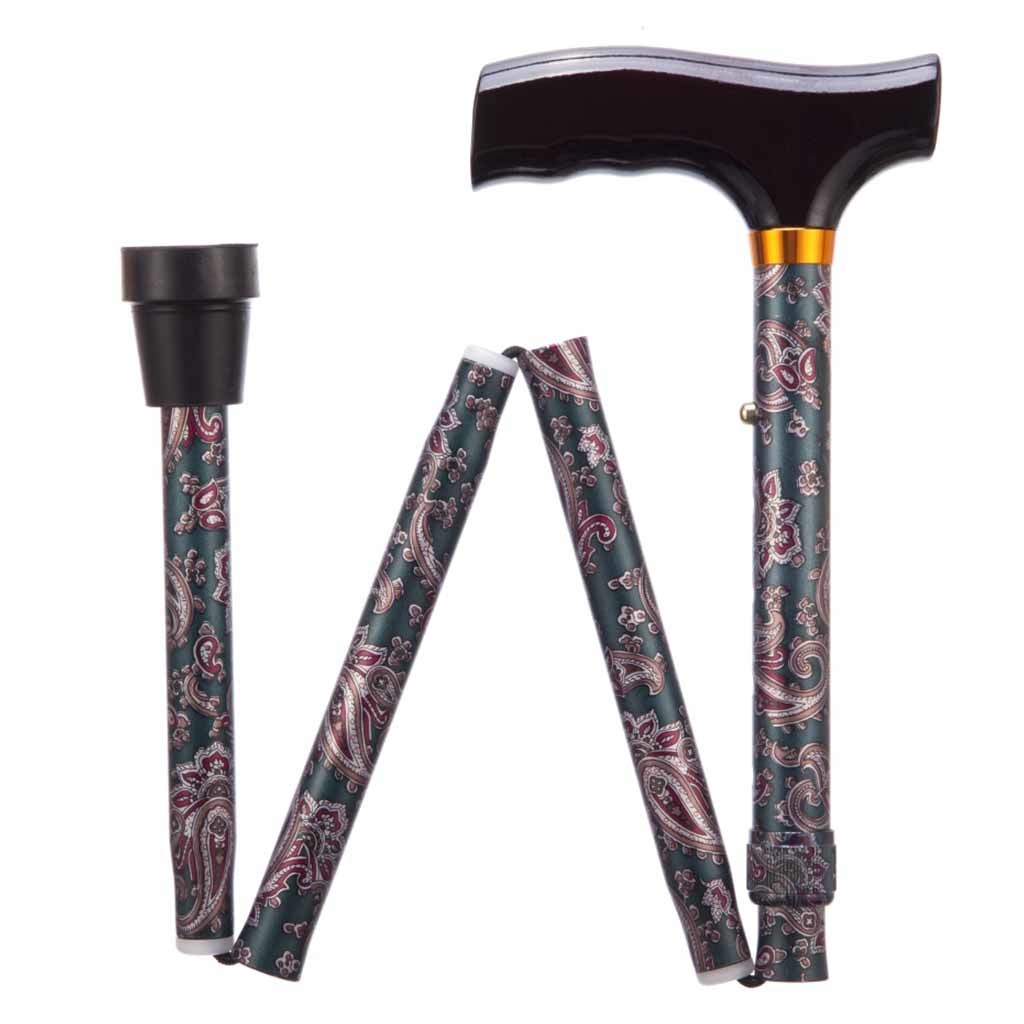 Opvouwbare wandelstok | Paisley | Lengte 84 - 94 cm | Houten handvat | Aluminium | PR30120-PAS afbeelding