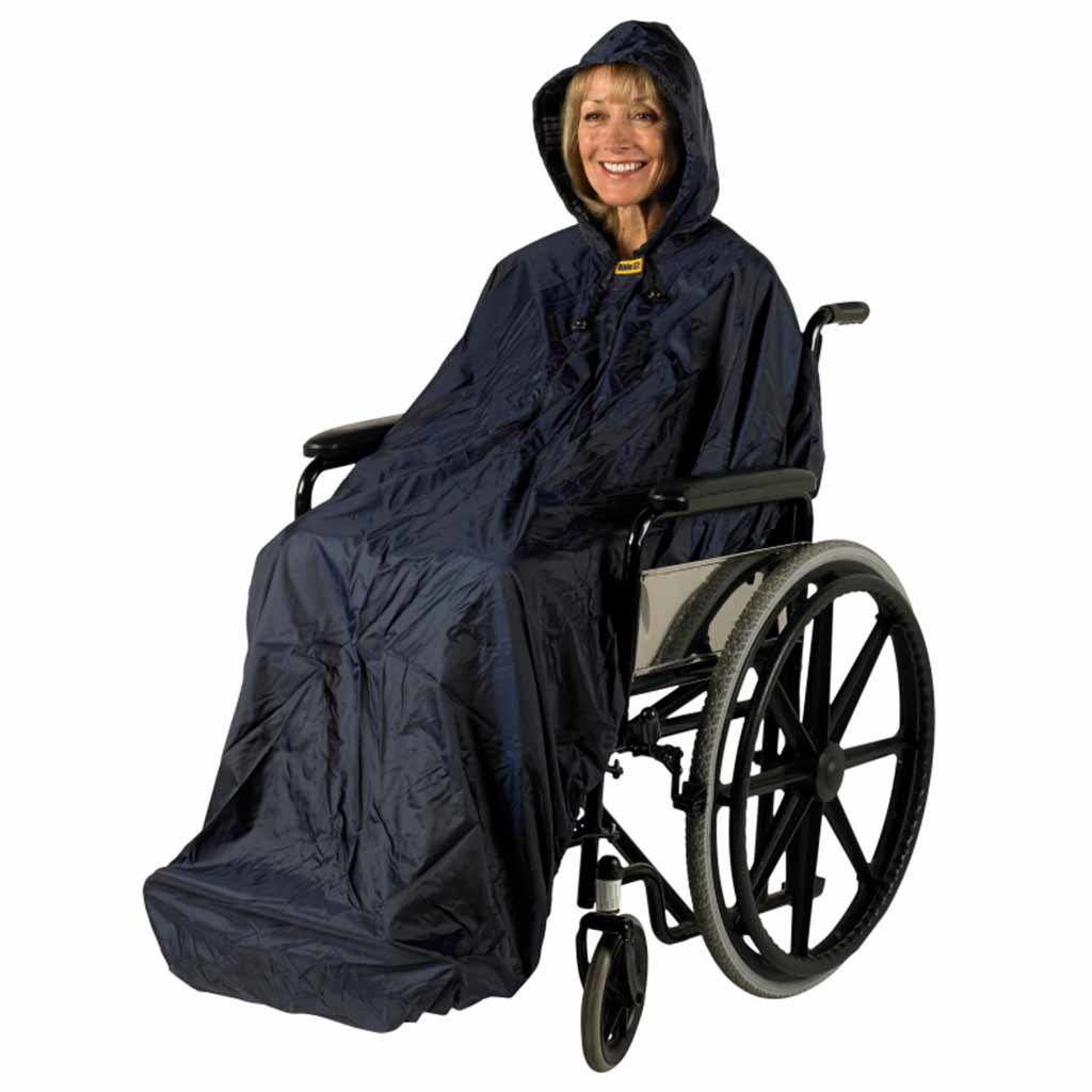 Rolstoelponcho Wheely Mac zonder mouwen Deluxe | Gevoerd | Capuchon | Winddicht | Waterdicht | Blauw | Medium | Splash | PR34024-M afbeelding