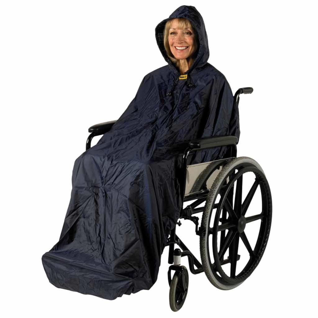 Rolstoelponcho Wheely Mac zonder mouwen Deluxe | Ongevoerd | Capuchon | Winddicht | Waterdicht | Blauw | Large | Splash | PR34022-L afbeelding