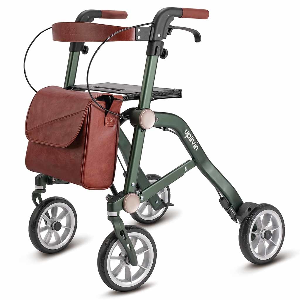 Rollator Trive (6,5 kg) | Uplivin | British racing green | Zeer compact | Zachte banden | Lichtgewicht rollator | Rugsteun en tas | UPRLT01TR afbeelding