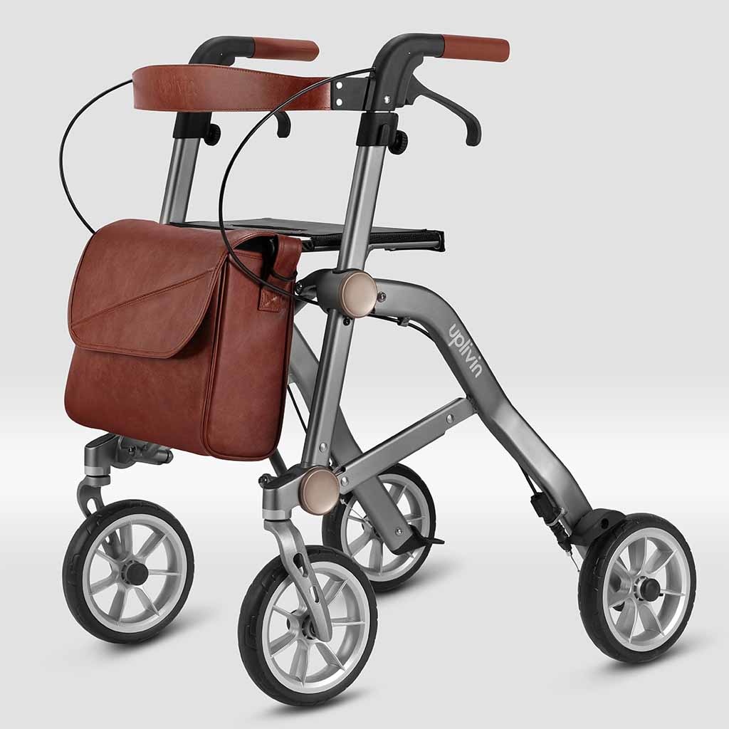 Rollator Trive (6,5 kg) | Uplivin | Grijs | Zeer compact | Zachte banden | Lichtgewicht rollator | Rugsteun en tas | UPRLT02TR afbeelding
