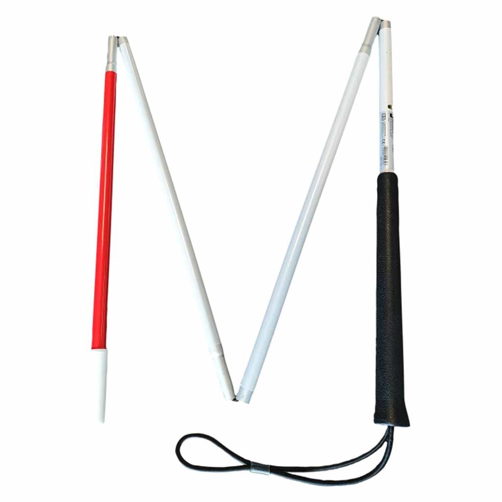 Opvouwbare blindegeleidestok | Wit / Rode stok | Herkenningsstok | Lengte: 150 cm | PR30141 afbeelding