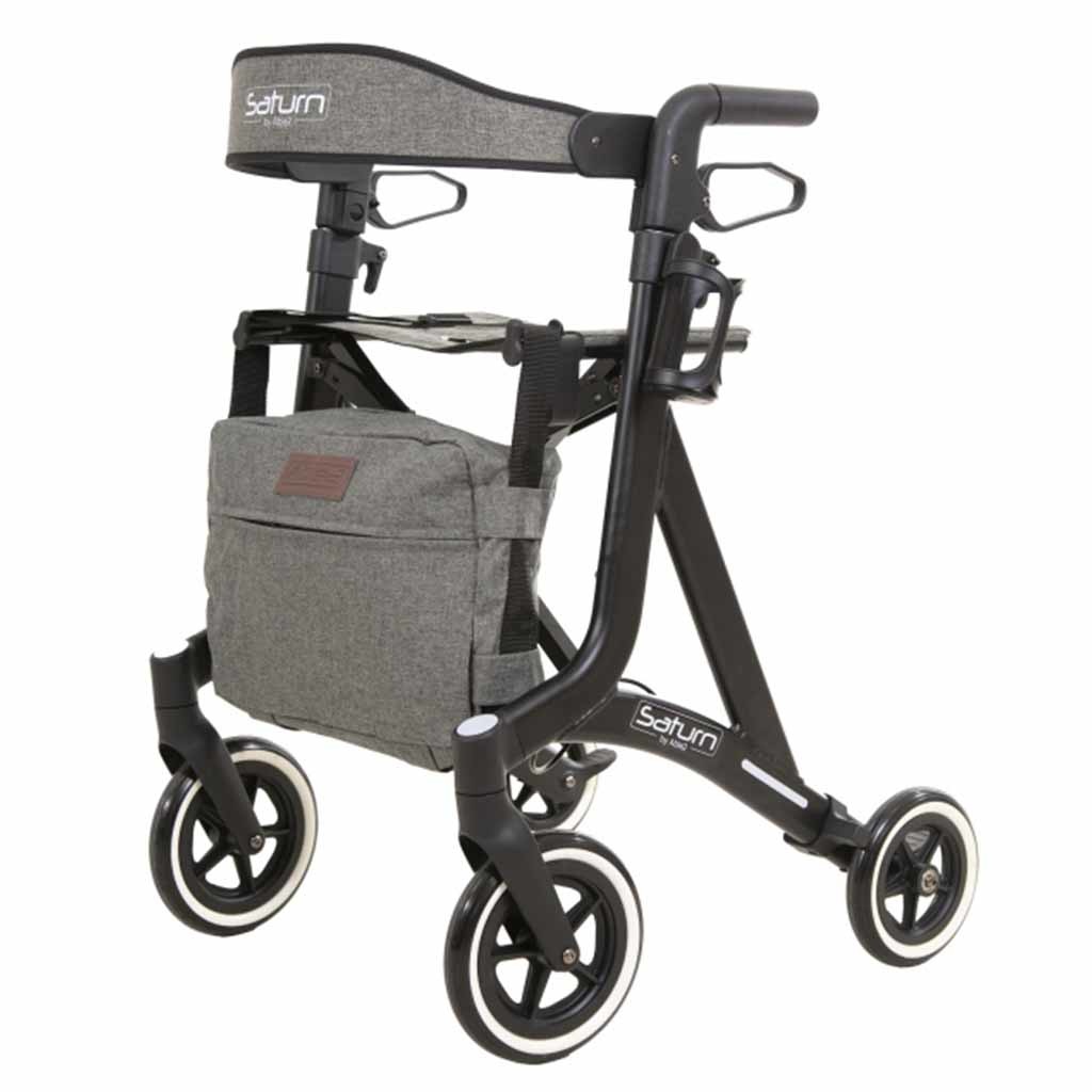 Lichtgewicht rollator Saturn (7,3 kg) | Mat-zwart | Incl. Stokhouder, Fleshouder, Rugband en tas | PR30266-BK | Able2 afbeelding