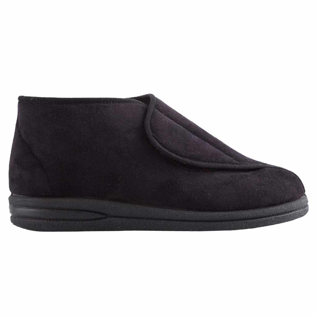 Pantoffel zwart hoog heren | MSF | Maat 45 | Wijde opening en klittenbandsluiting | MS7001BK-45 afbeelding