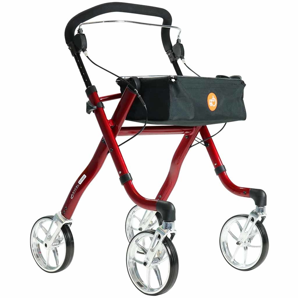 Excel Rollator Virage (6,8 kg) | Binnen rollator | Met duwbeugel | Dienblad | Kleur: Rood | 24510000 afbeelding