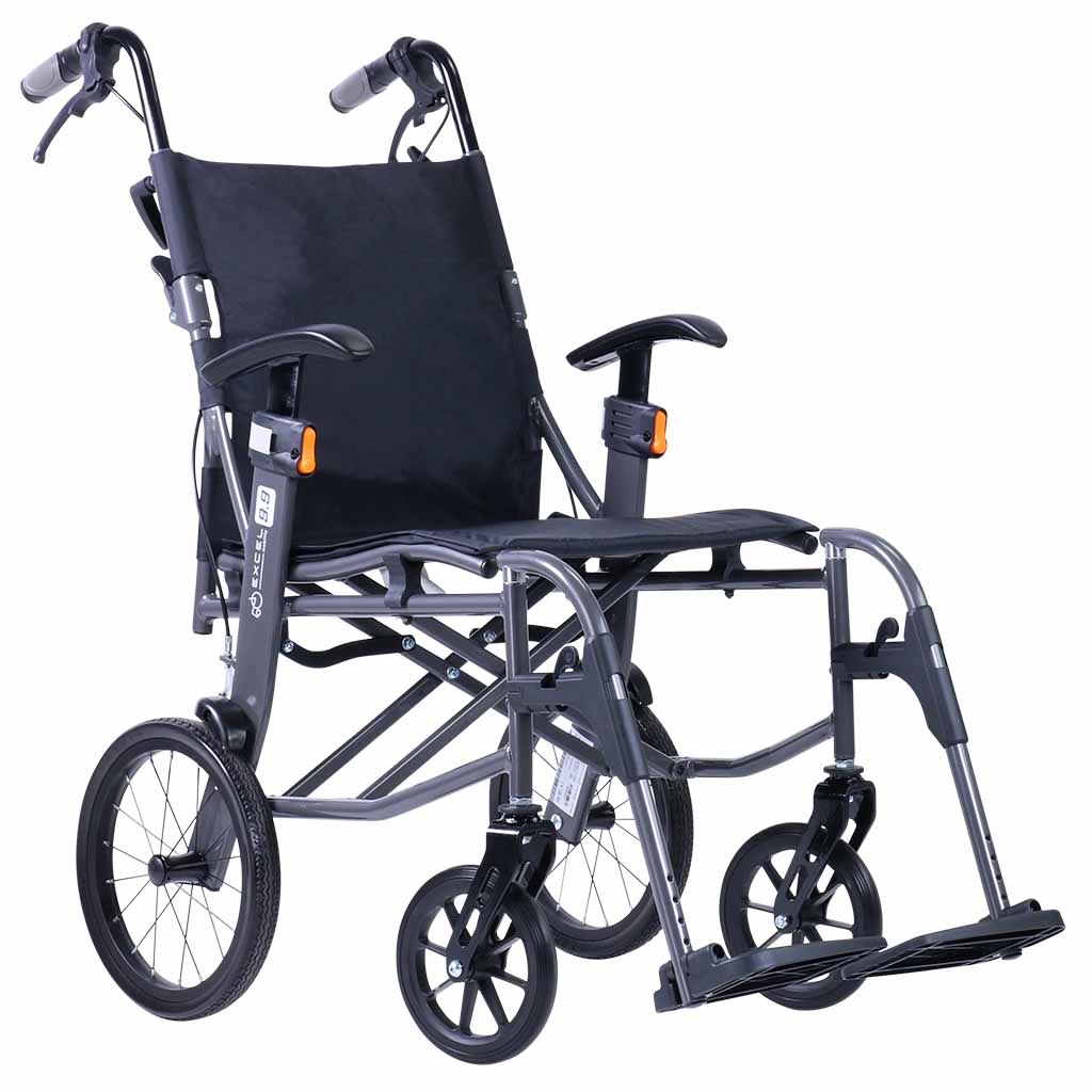 Lichtgewicht transport rolstoel 9.9 | Excel | Kleur: Grijs | Handremmen | Verstelbare armsteunen | Lichtste rolstoel 9.9 kg | 1342MK116 afbeelding