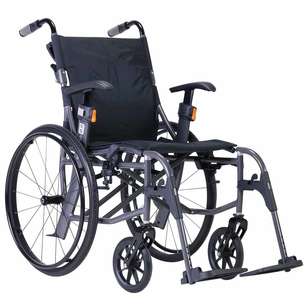 Ultra lichtgewicht rolstoel 9.9 (10,9 kg) | Excel | Kleur: Grijs | Zitbreedte: 45 cm | Lichtste rolstoel | Verstelbare duwhandvatten | 1342MK116 afbeelding
