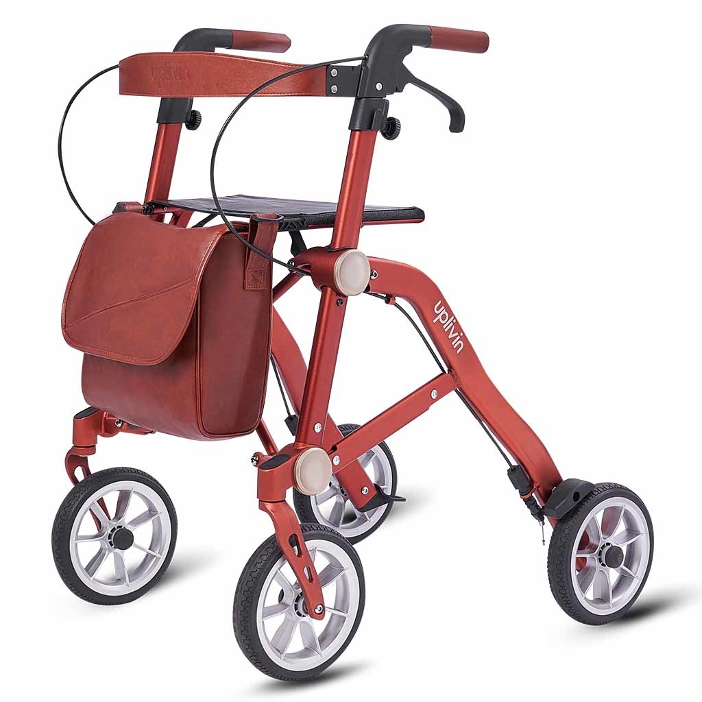 Rollator Trive (6,5 kg) I Uplivin | Terracotta | Zeer compact | Zachte banden | Lichtgewicht rollator | Rugsteun en tas | UPA1TC afbeelding