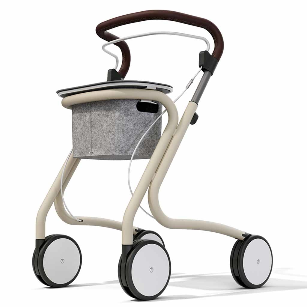 Rollator Butler | By Acre | Kleur: Creme | Met tasje en dienblad | Binnen rollator | Duwbeugel | 100004 | byAcre afbeelding