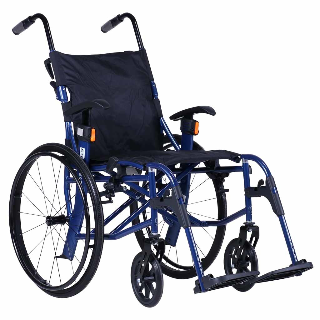 Ultra lichtgewicht rolstoel 9.9 (10,9 kg) | Excel | Kleur: blauw | Zitbreedte: 45 cm | Lichtste rolstoel | Verstelbare duwhandvatten | 1341MK116 afbeelding