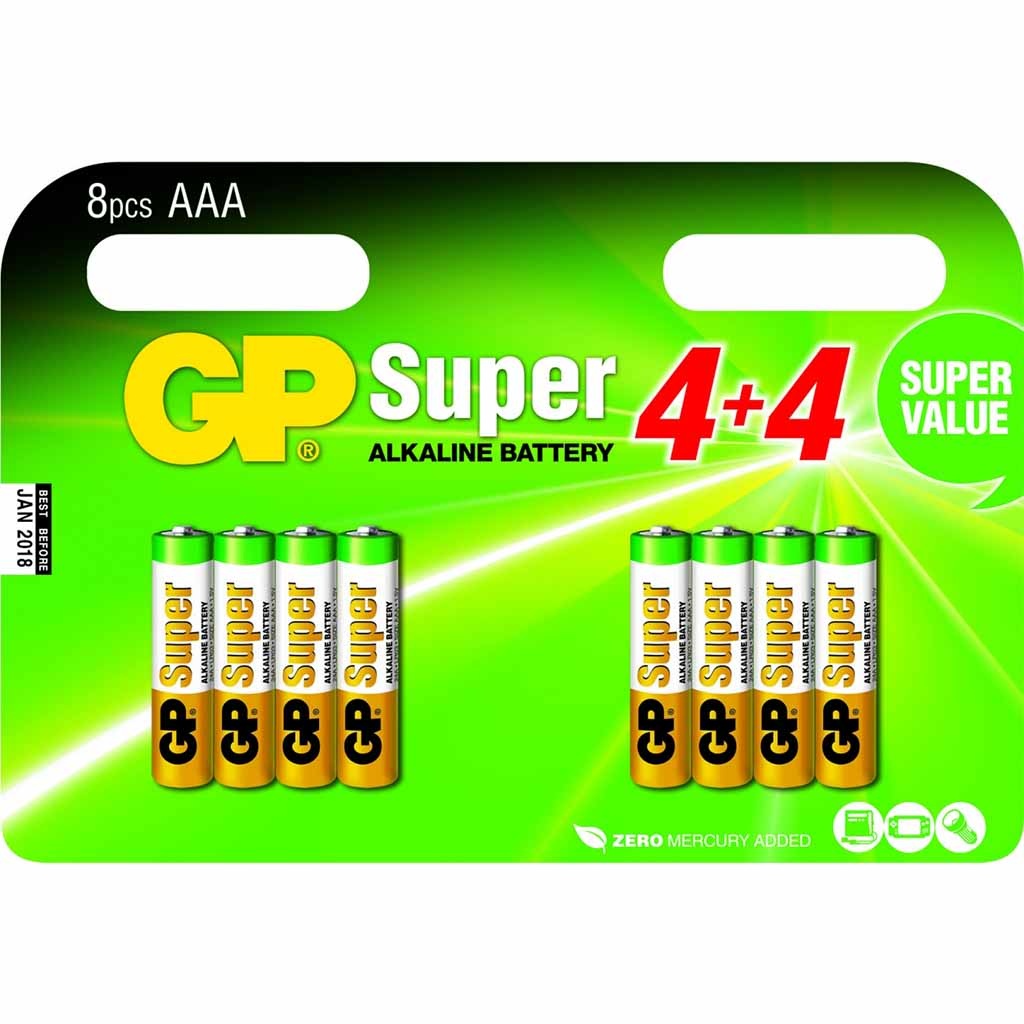 AAA batterijen multipack - 8 stuks | GP | Alkaline | GP0080 afbeelding