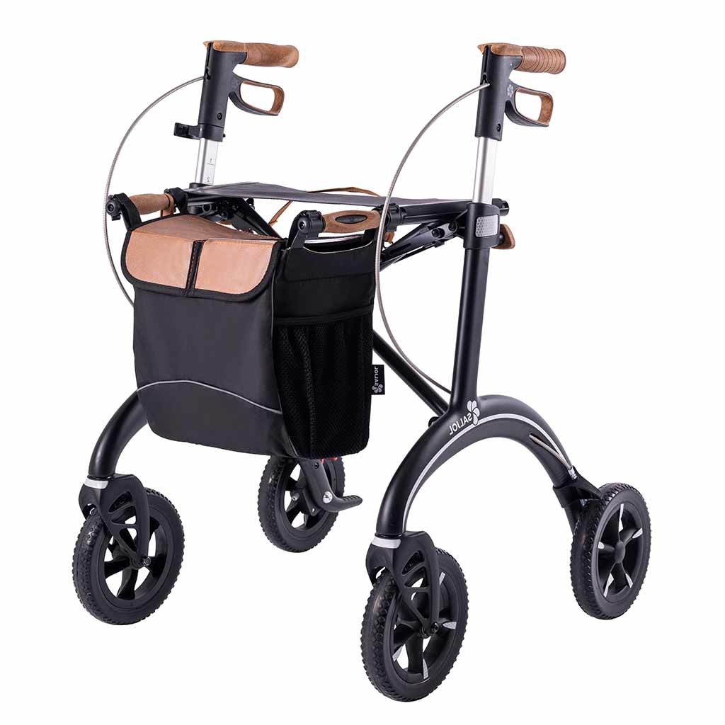 SALJOL Carbon rollator (5 kg) | Matt black | Zachte wielen | Lichtgewicht | Gesloten tas afbeelding