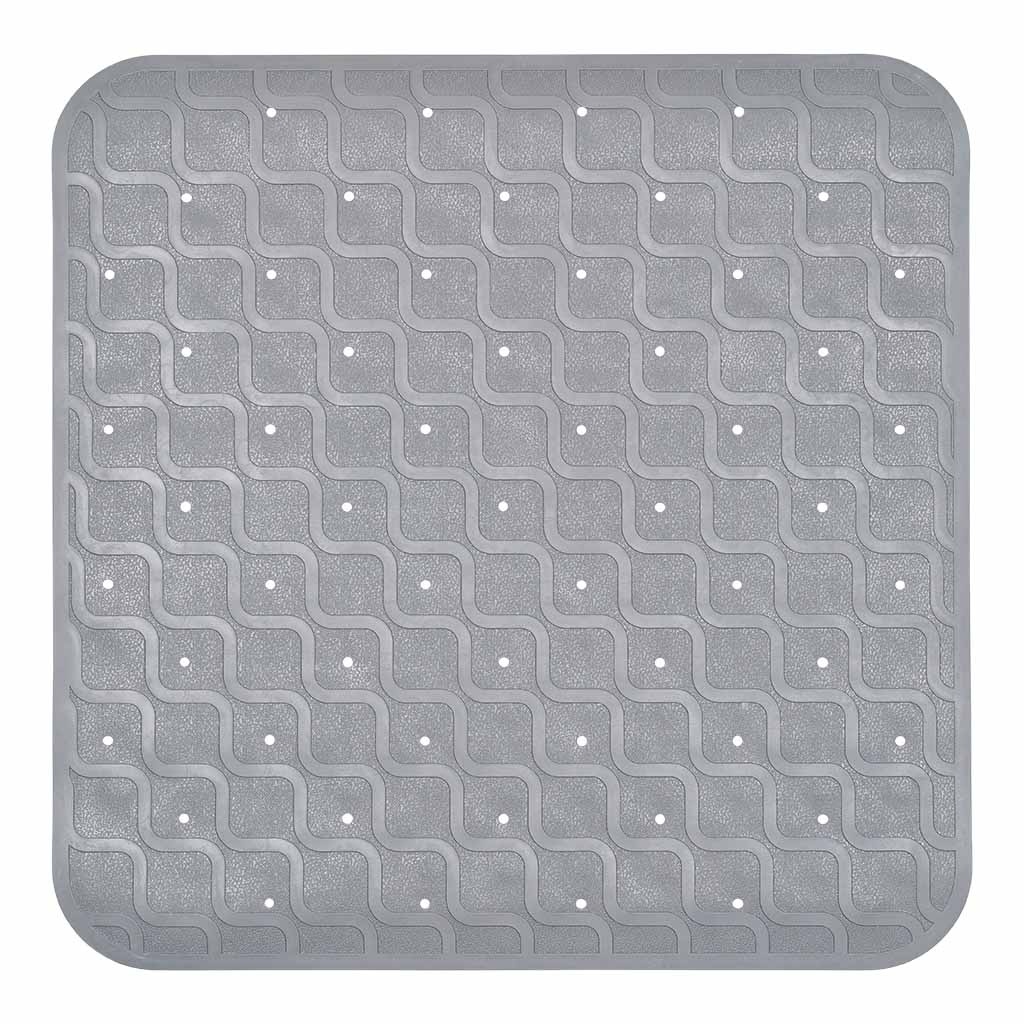 Douchemat / Badmat antislip 53 x 53 cm | Kleur: Grijs | Met zuignappen | Hoogwaardig rubber afbeelding