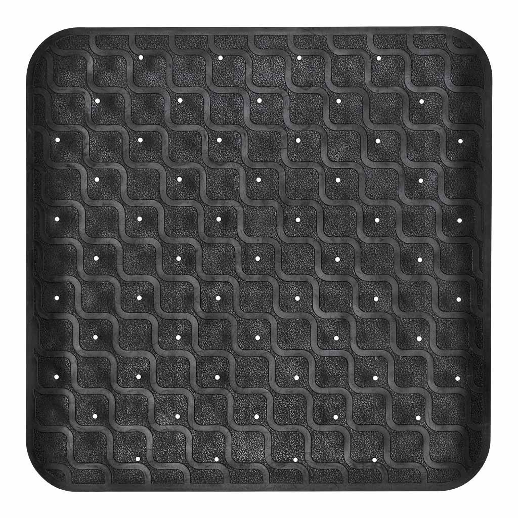 Douchemat / Badmat antislip 53 x 53 cm | Kleur: Zwart | Met zuignappen | Hoogwaardig rubber afbeelding